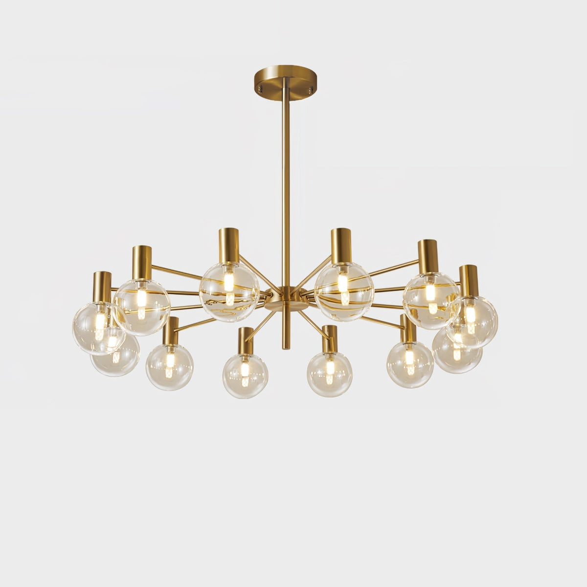 Veloiel Kronleuchter Glaskugel Glas Goldrahmen modern