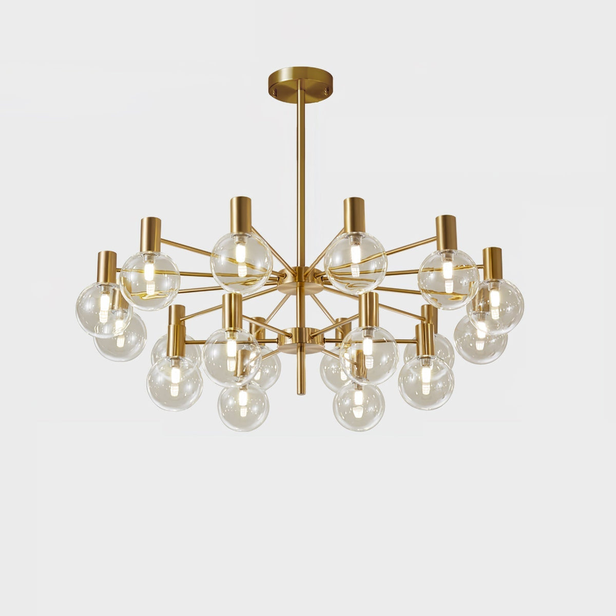 Veloiel Kronleuchter Glaskugel Glas Goldrahmen modern