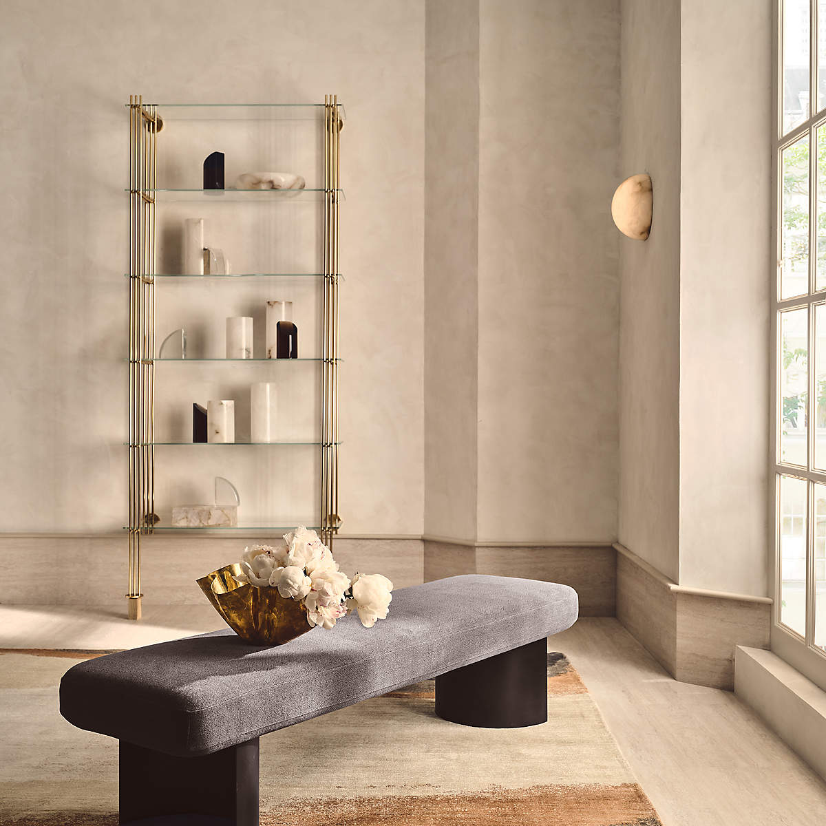 Elvar Halbkreisförmige Minimalistische Alabaster-Deckenleuchte