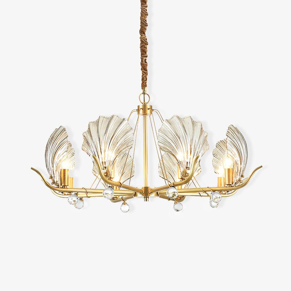Luxereon Kronleuchter Shell Kristall Blatt Kupfer