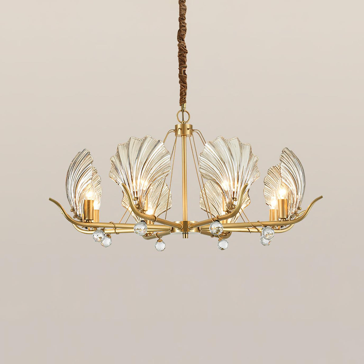 Luxereon Kronleuchter Shell Kristall Blatt Kupfer