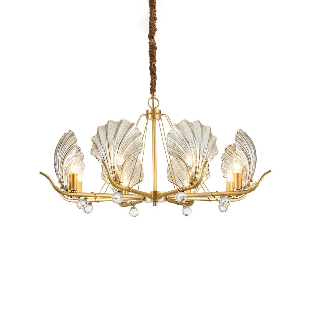 Luxereon Kronleuchter Shell Kristall Blatt Kupfer