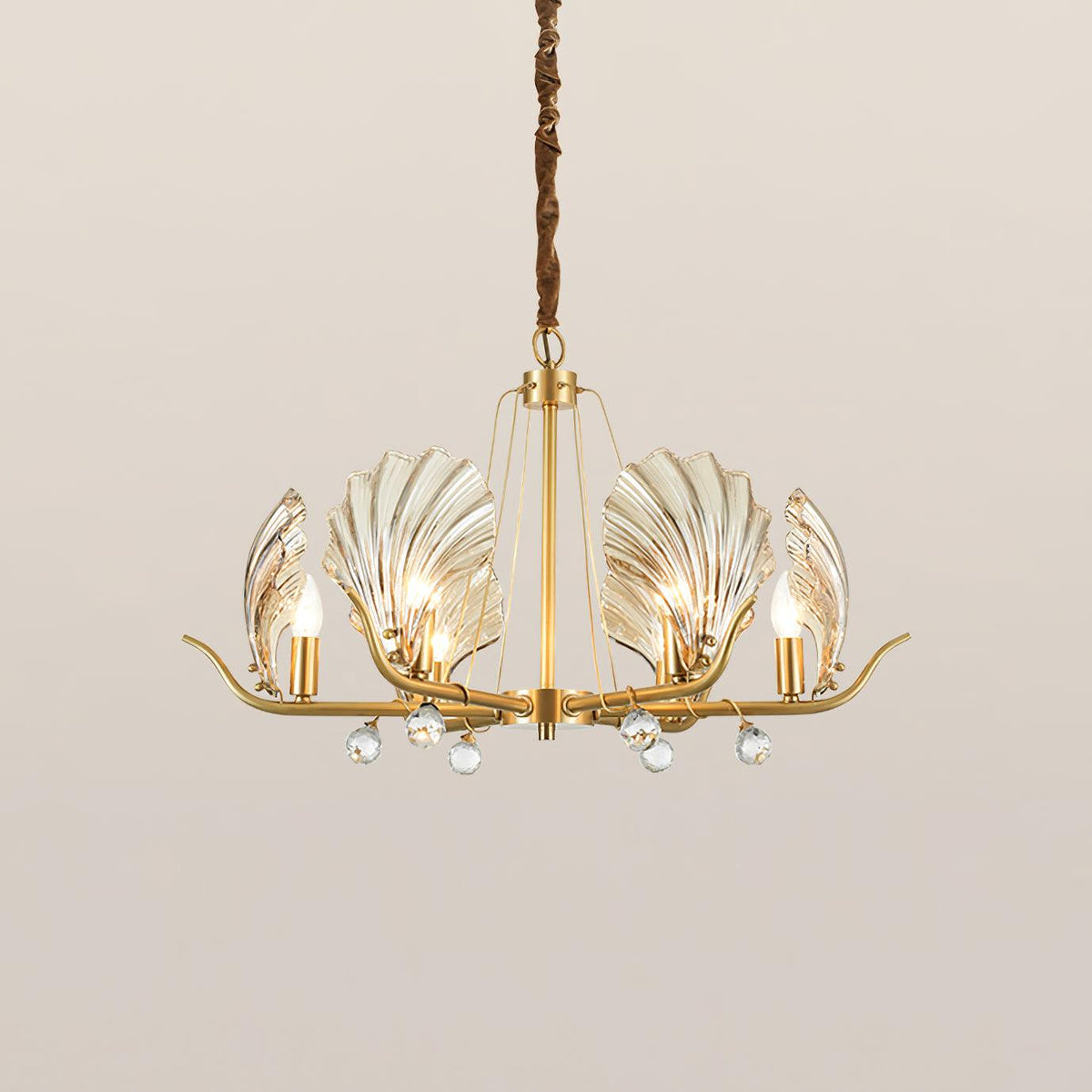 Luxereon Kronleuchter Shell Kristall Blatt Kupfer