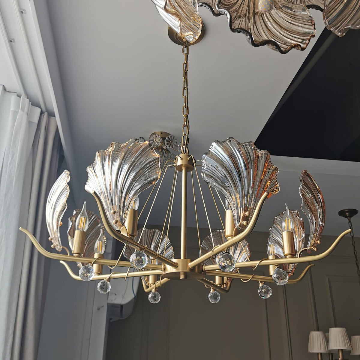 Luxereon Kronleuchter Shell Kristall Blatt Kupfer