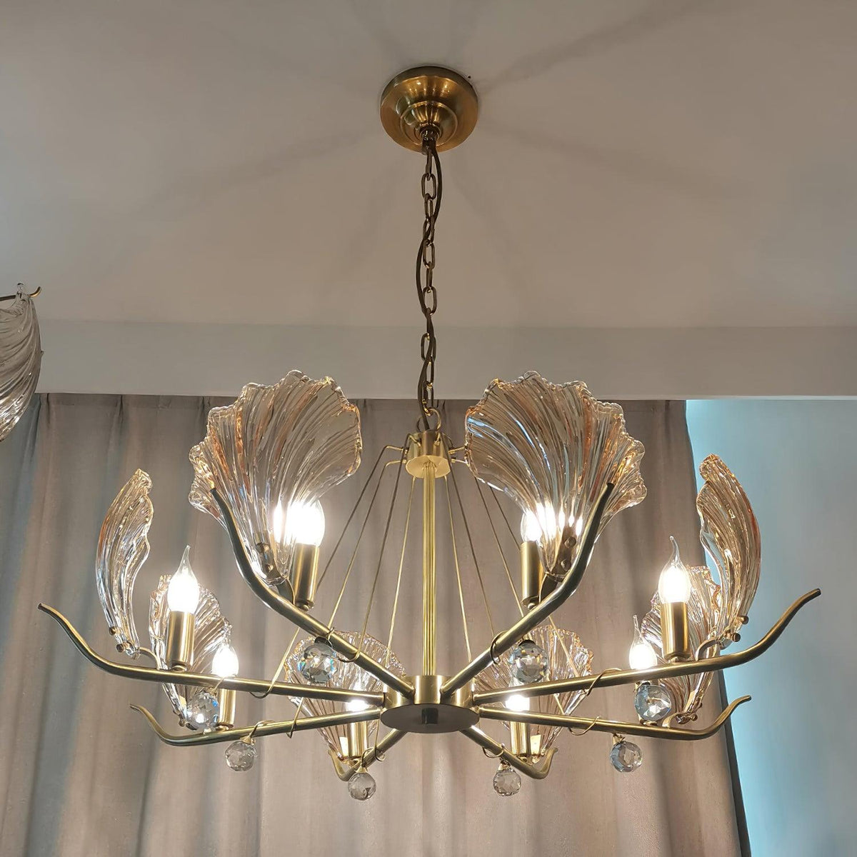 Luxereon Kronleuchter Shell Kristall Blatt Kupfer