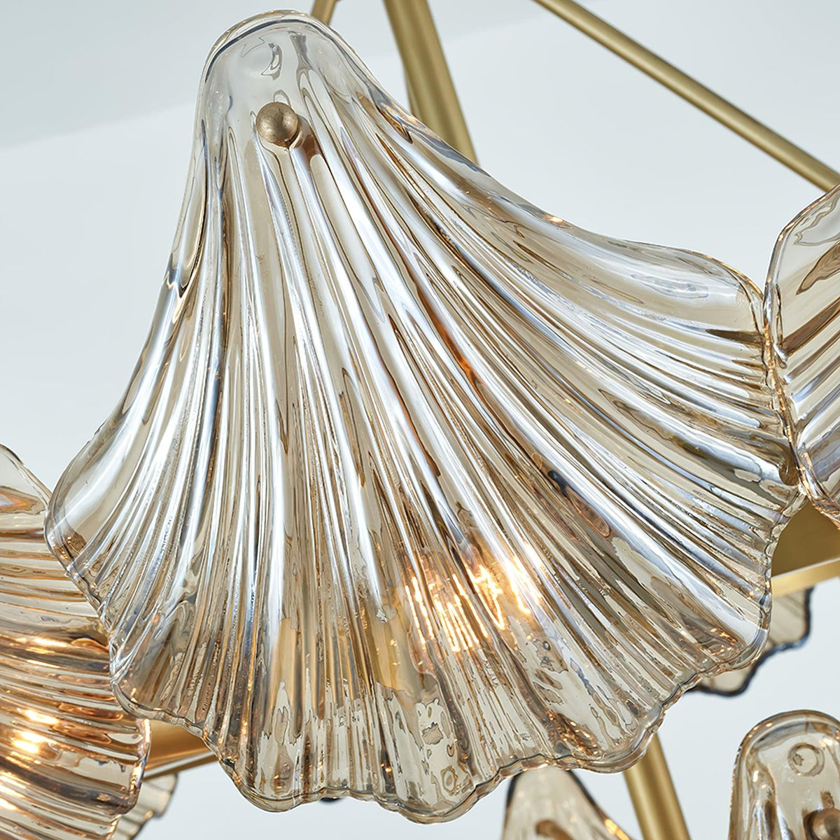 Luxereon Kronleuchter Shell Kristall Blatt Kupfer