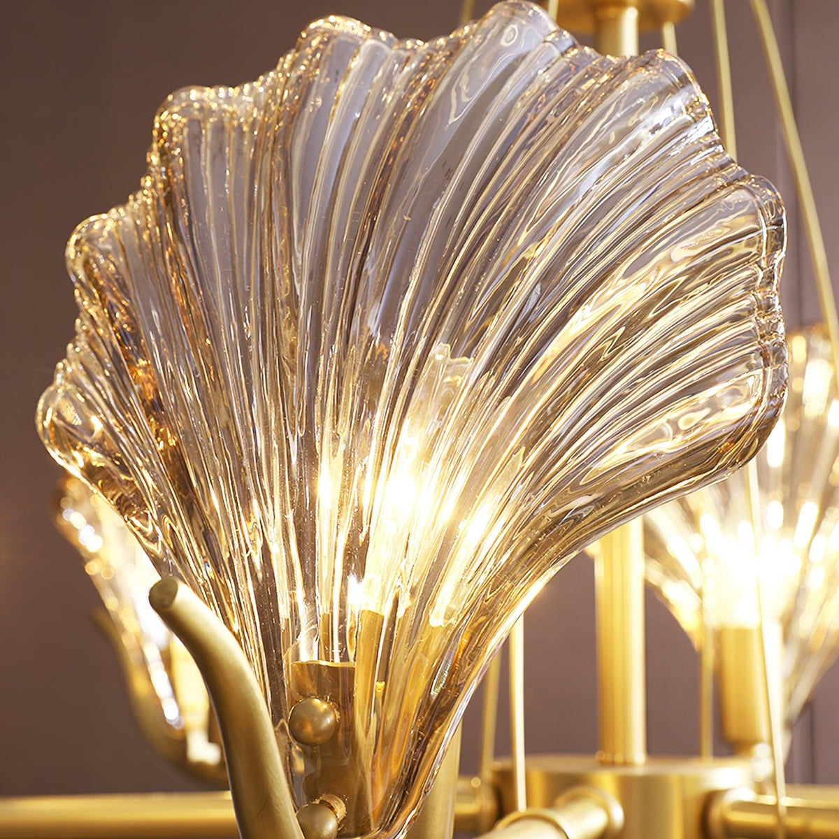 Luxereon Kronleuchter Shell Kristall Blatt Kupfer