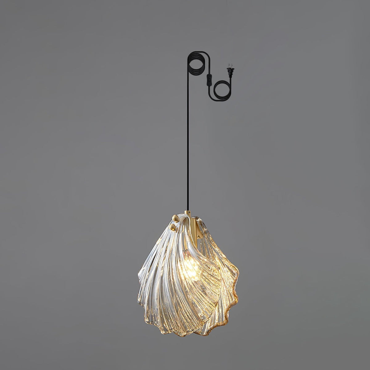 Covene Pendelleuchte skandinavisch Art Shell Swag und Cognac-Glas