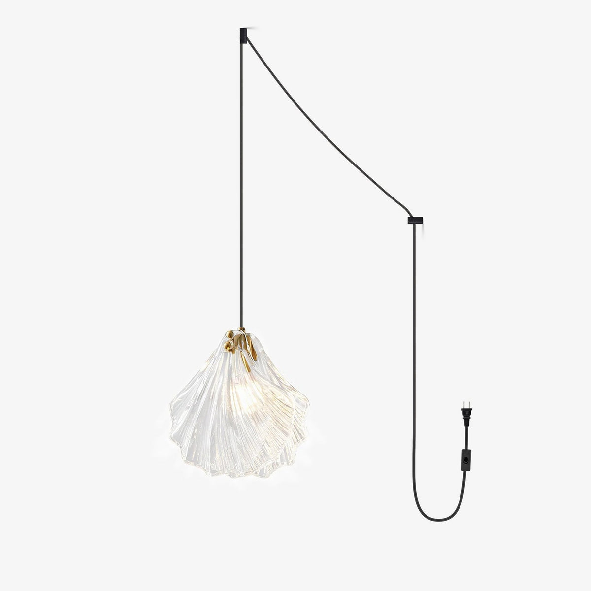 Covene Pendelleuchte skandinavisch Art Shell Swag und Cognac-Glas