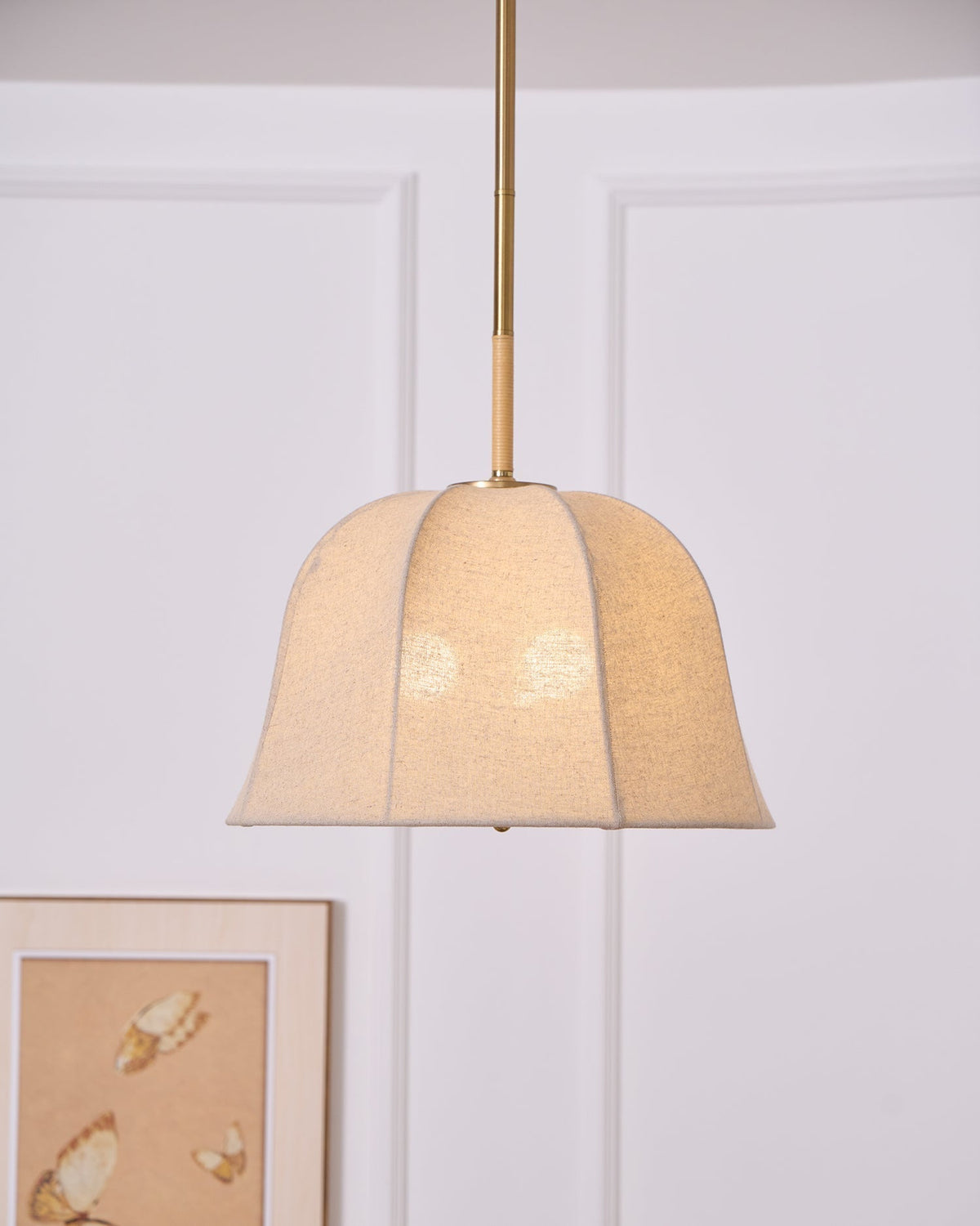 Fioalielle Vintage Stoff-Pendelleuchte Beige