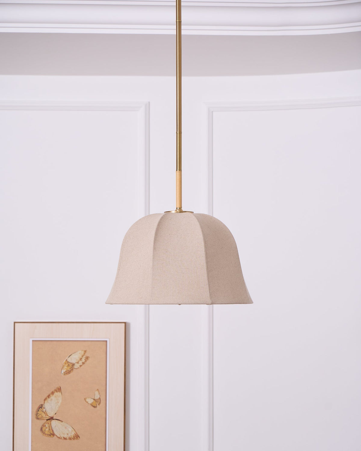 Fioalielle Vintage Stoff-Pendelleuchte Beige