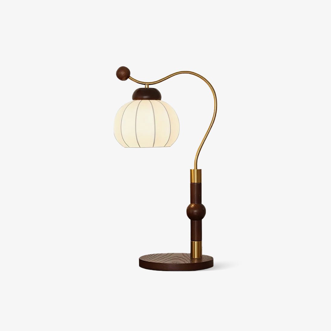 Zyran Tischlampe aus Holz und Seide im Retro-Stil