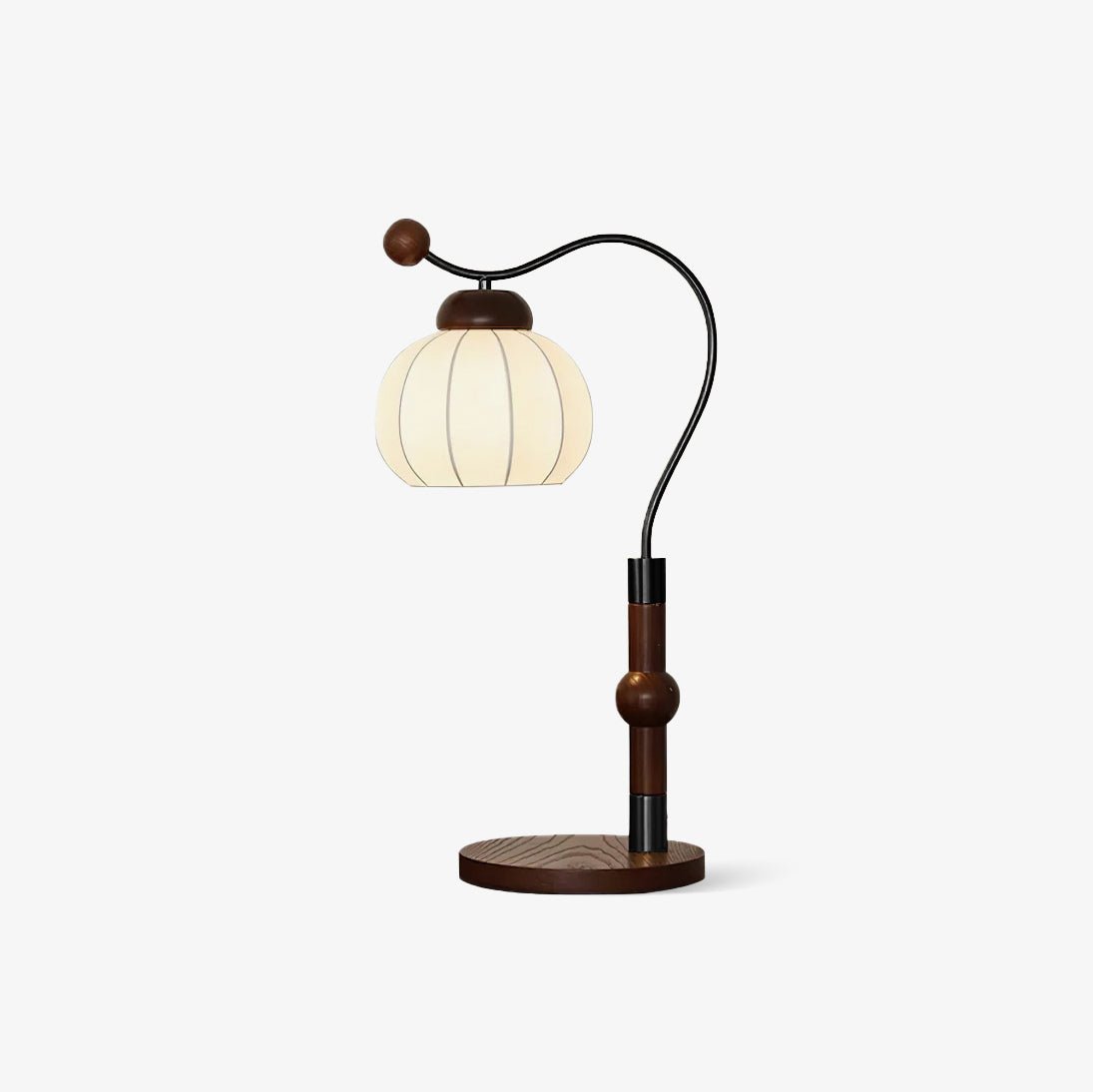 Zyran Tischlampe aus Holz und Seide im Retro-Stil