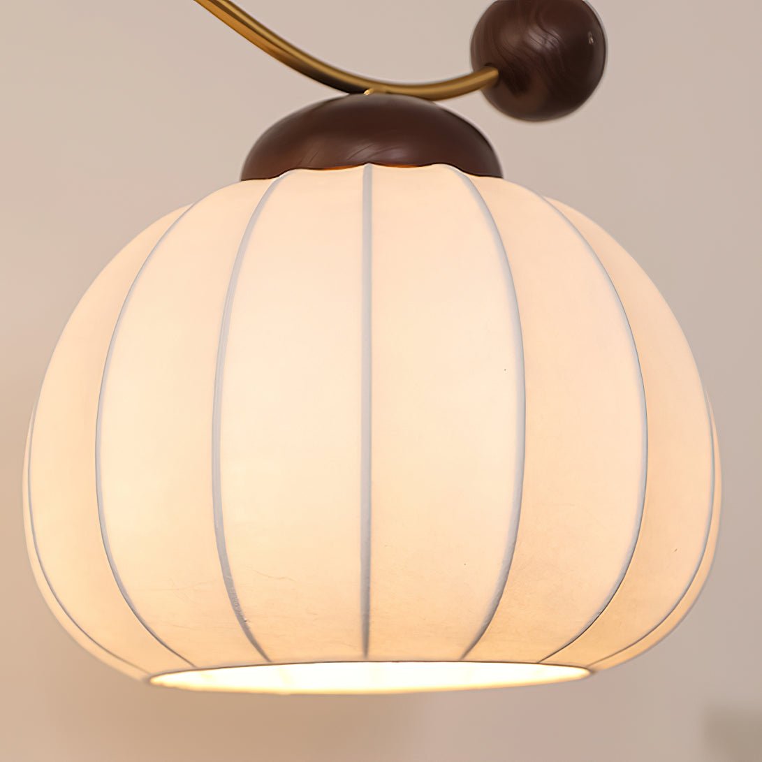 Zyran Tischlampe aus Holz und Seide im Retro-Stil