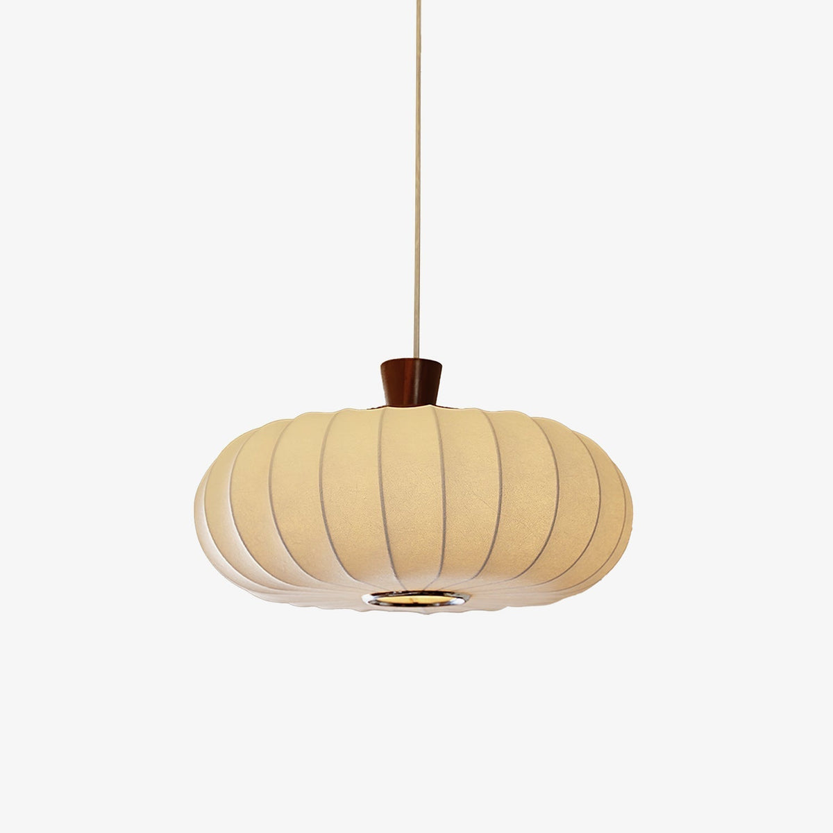 Aldeelia Pendelleuchte aus Seide und Holz im Retro-Stil