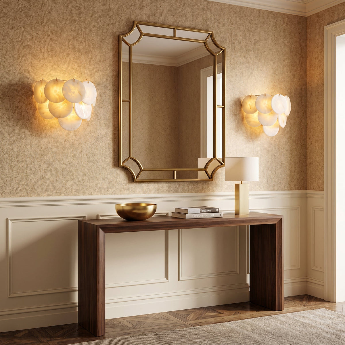 Pemberhurst Wandleuchte aus Alabaster-Scheibe