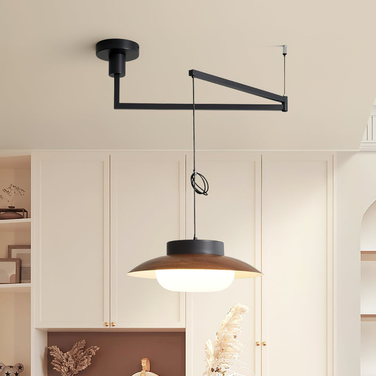 Teriivise Pendelleuchte mit Schwenkarmlampe