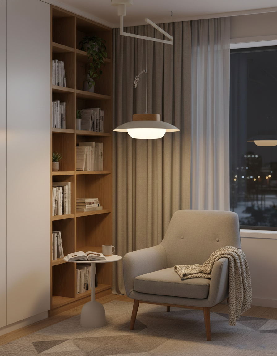 Teriivise Pendelleuchte mit Schwenkarmlampe