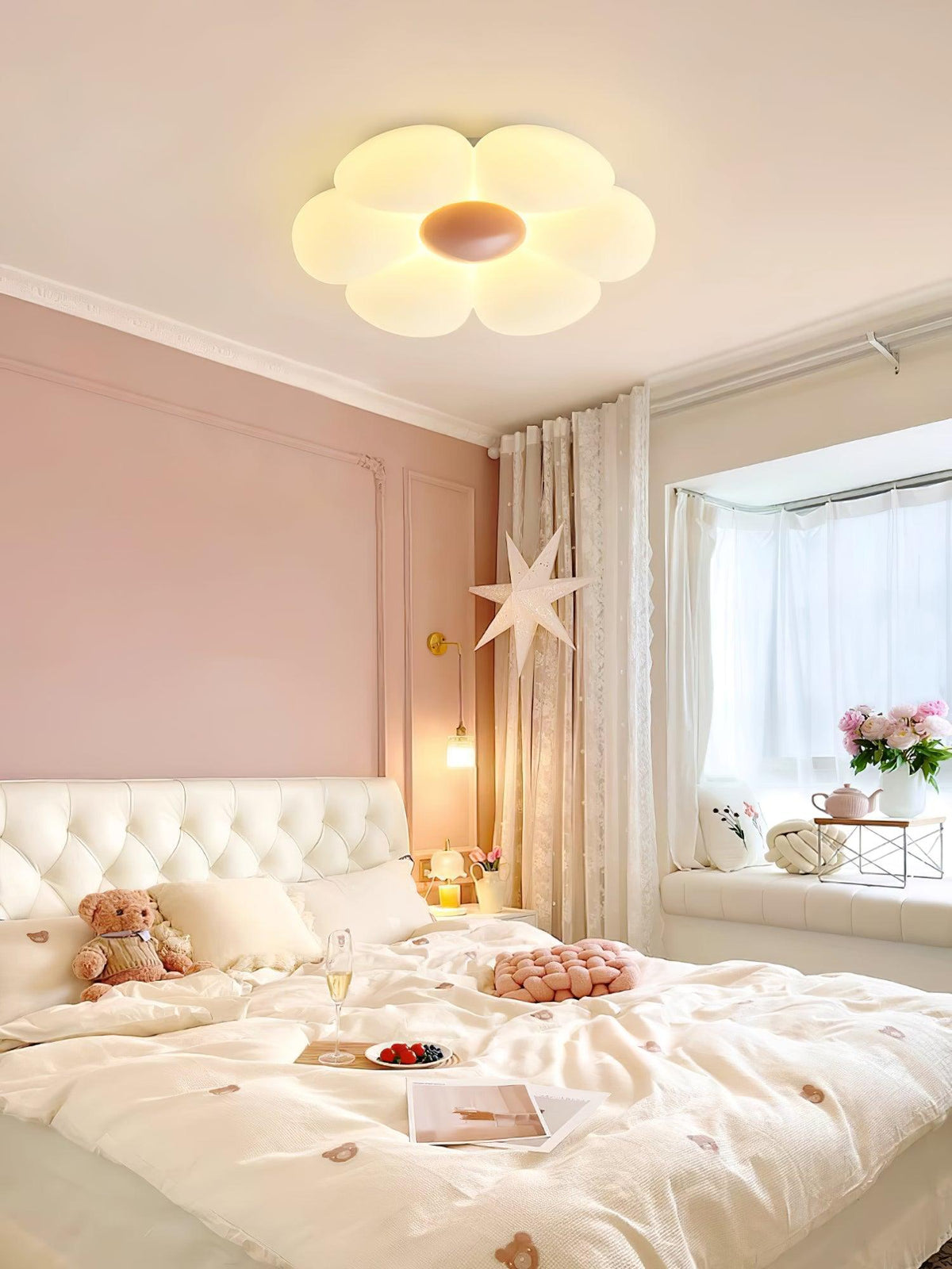 Liorinella Deckenleuchte Sechsstreifen-Blumenform Eleganter Charme für Kinderzimmer
