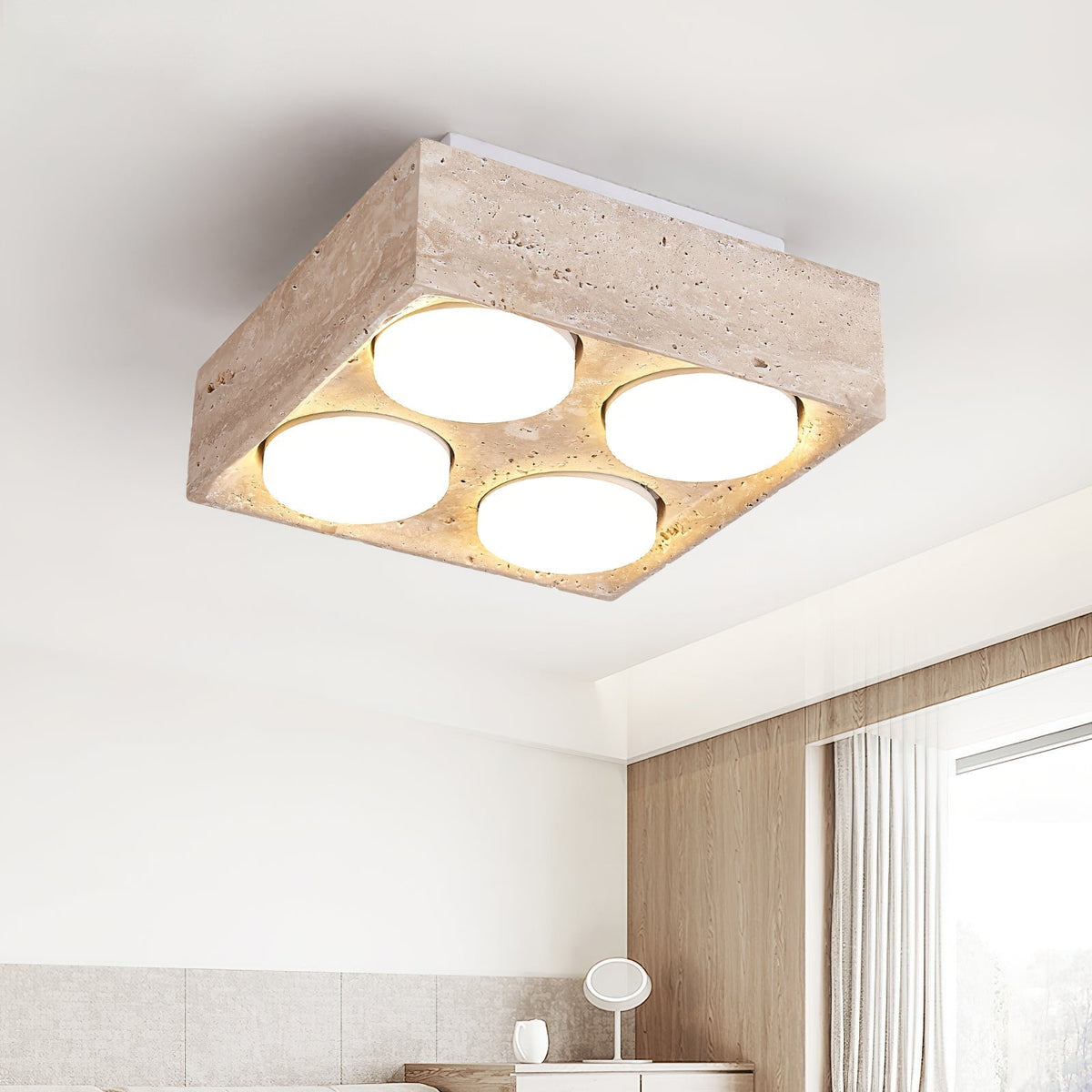 Virinira Quad-Spot Travertine Deckenleuchte