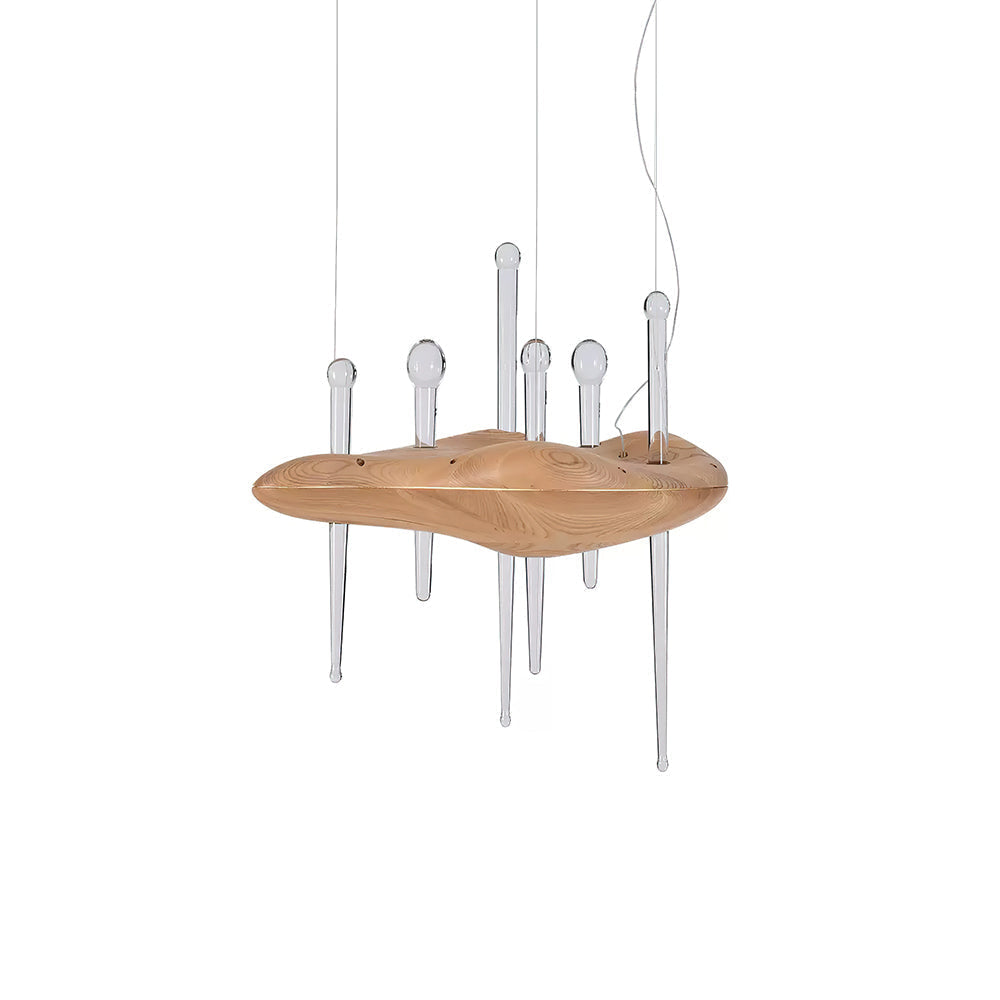 Umare Whimsical Oak Glas Pendelleuchte aus Holz
