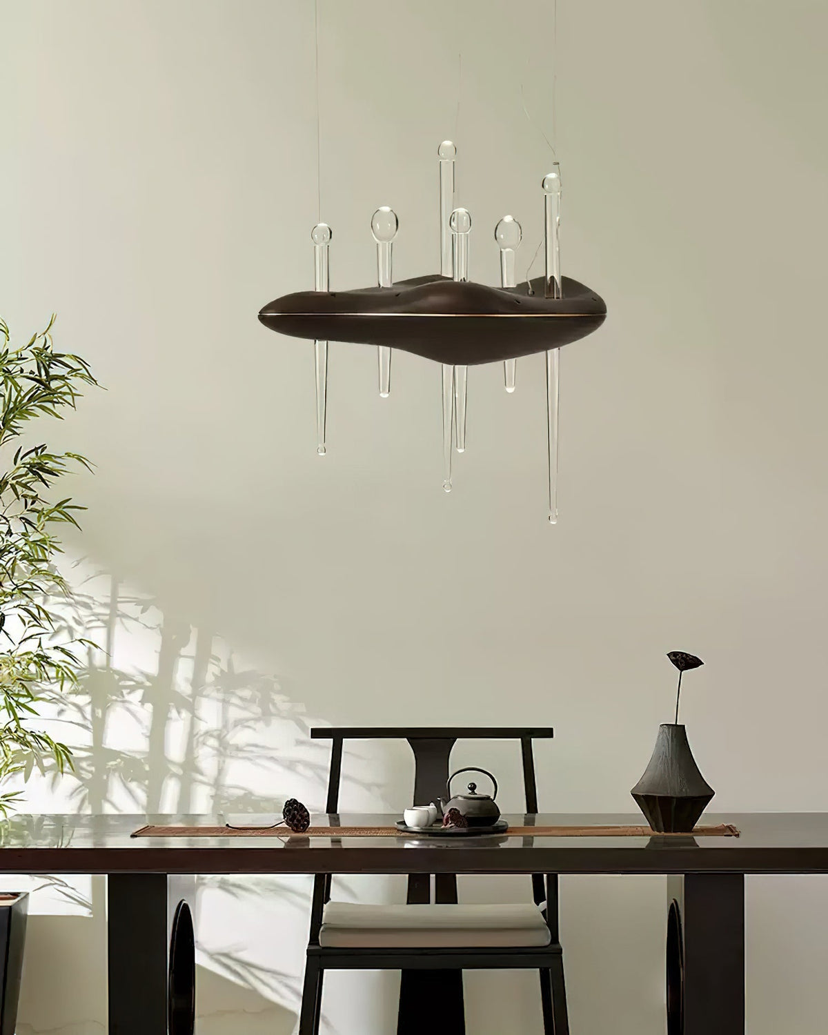 Umare Whimsical Oak Glas Pendelleuchte aus Holz