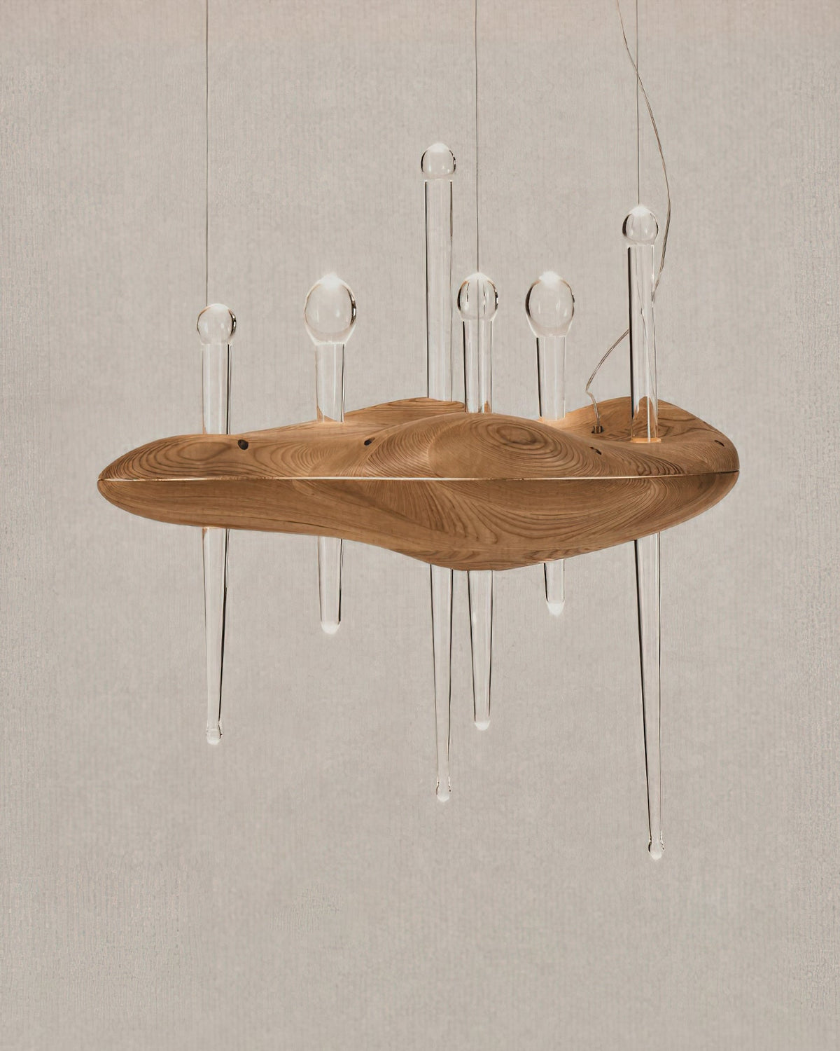 Umare Whimsical Oak Glas Pendelleuchte aus Holz