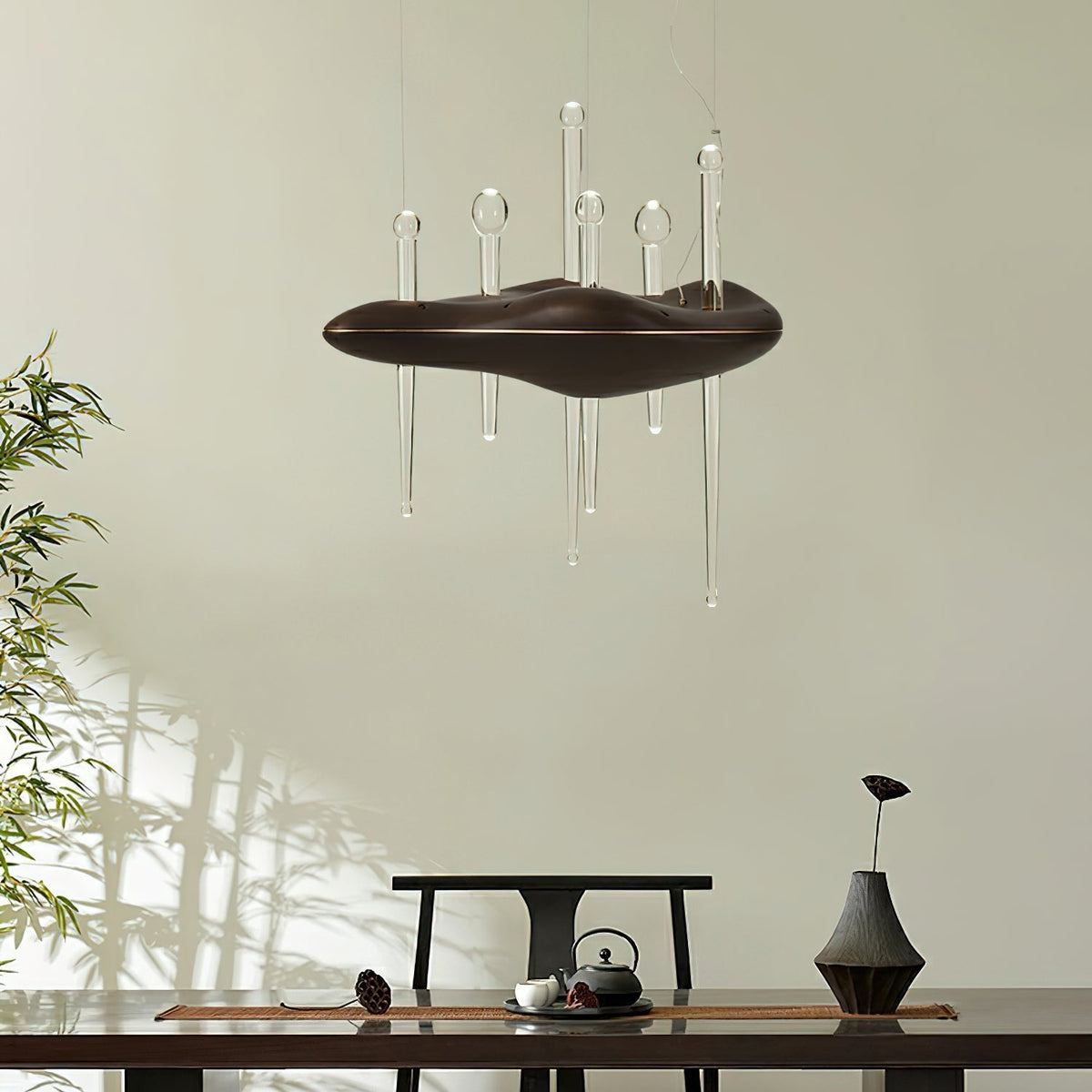Umare Whimsical Oak Glas Pendelleuchte aus Holz
