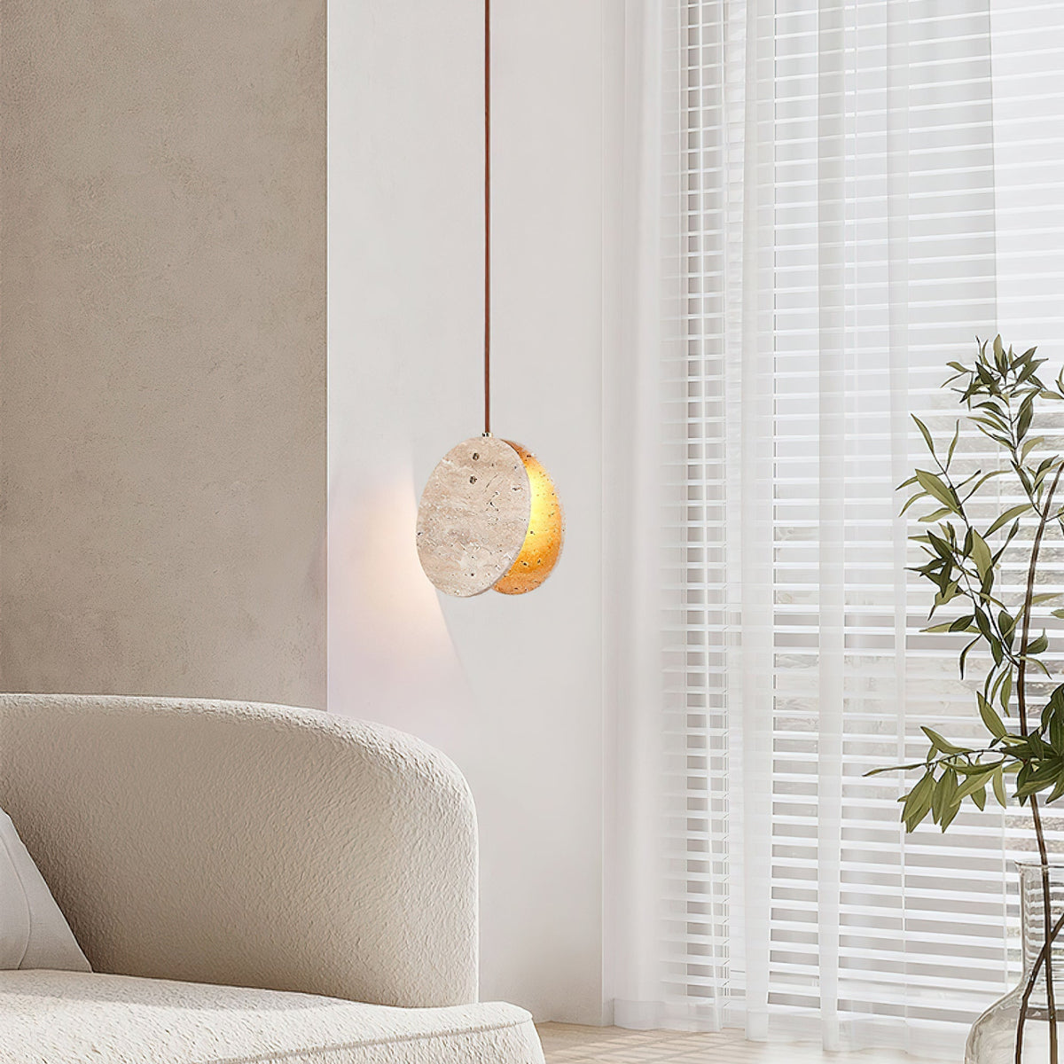 Sern Crescent Travertine Pendelleuchte