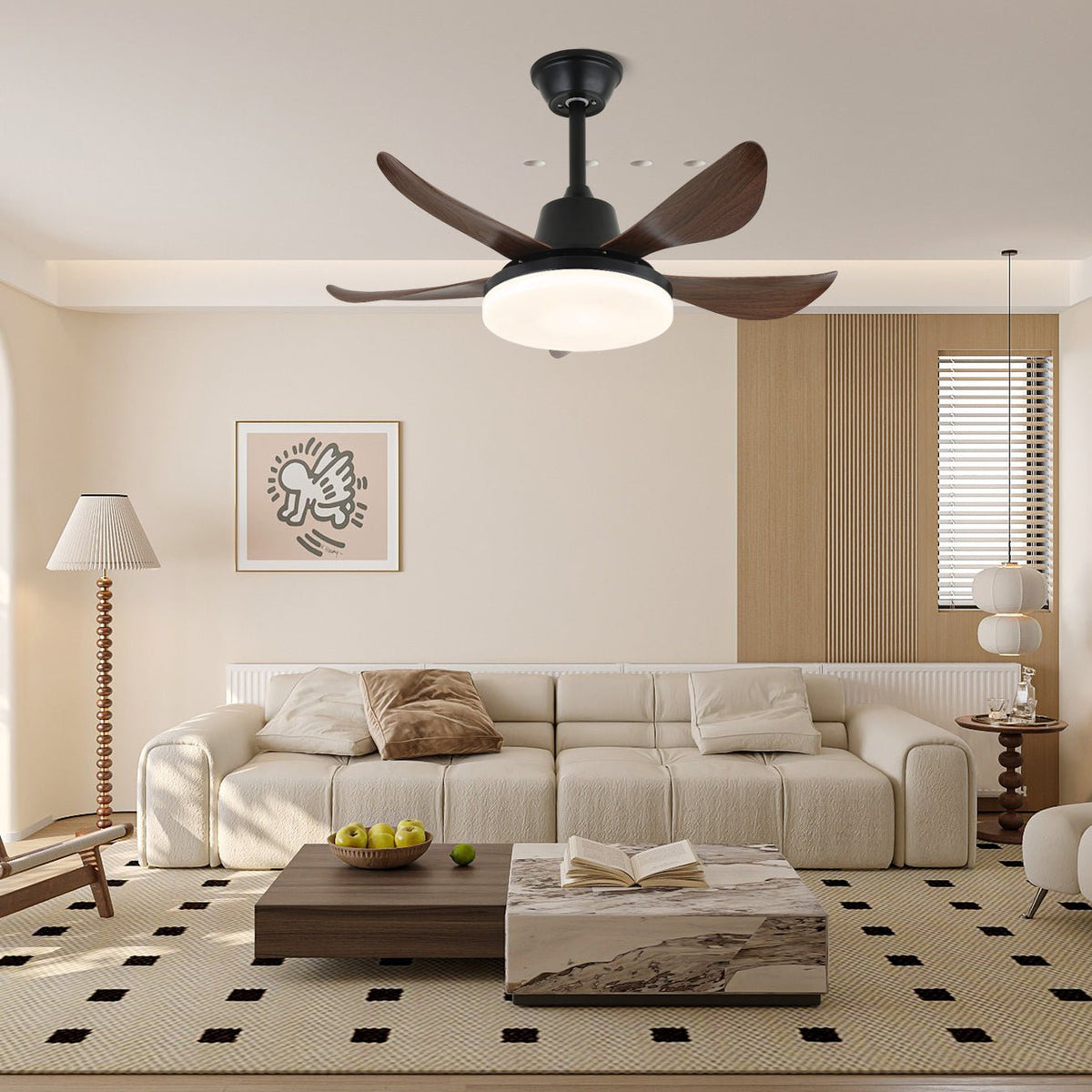 Callen zeitgenössische Deckenventilator mit Beleuchtung aus Holz-Holz