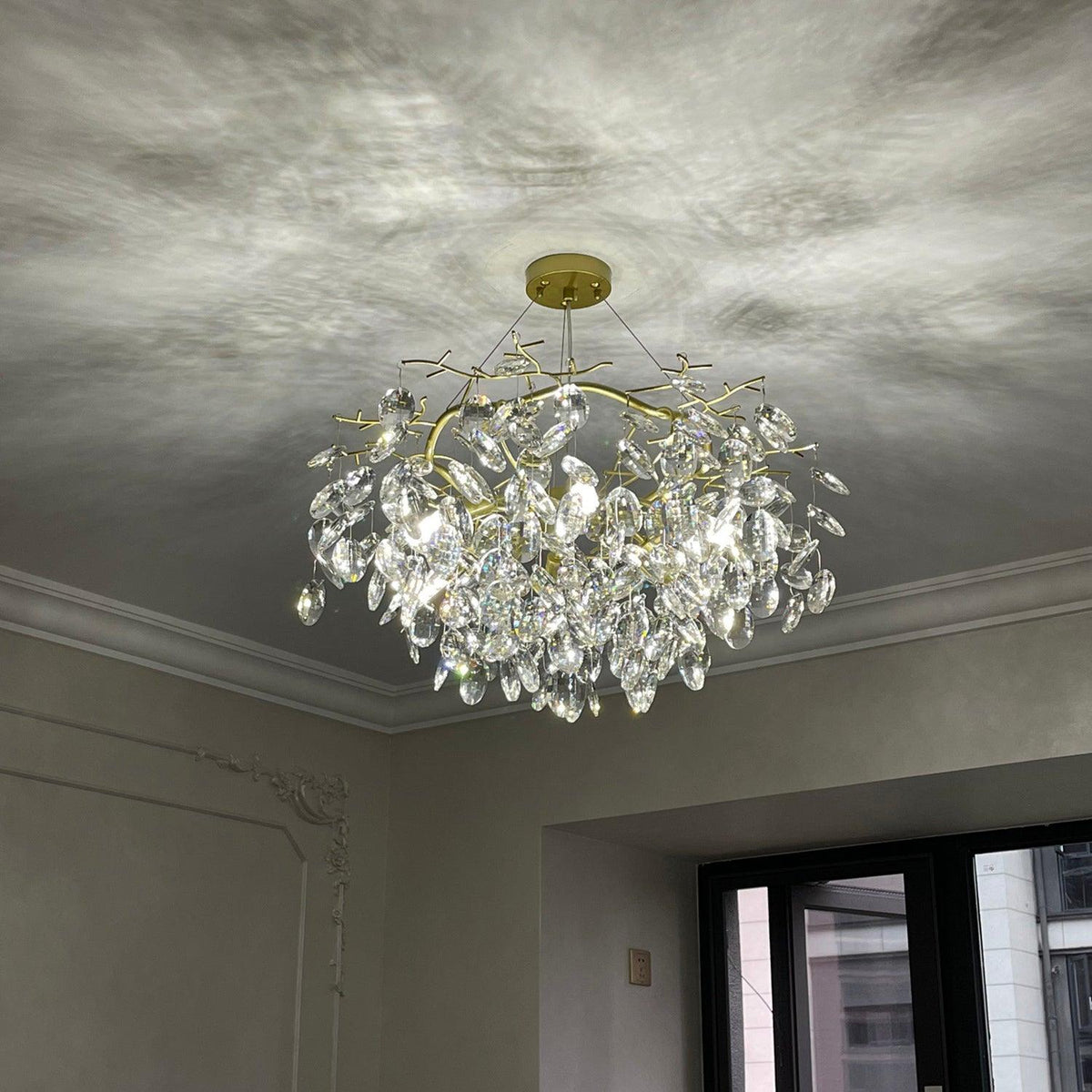 Luxirian Kronleuchter Kristallzweig Gold LED