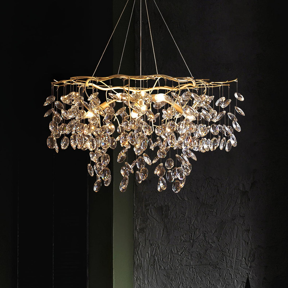 Luxirian Kronleuchter Kristallzweig Gold LED