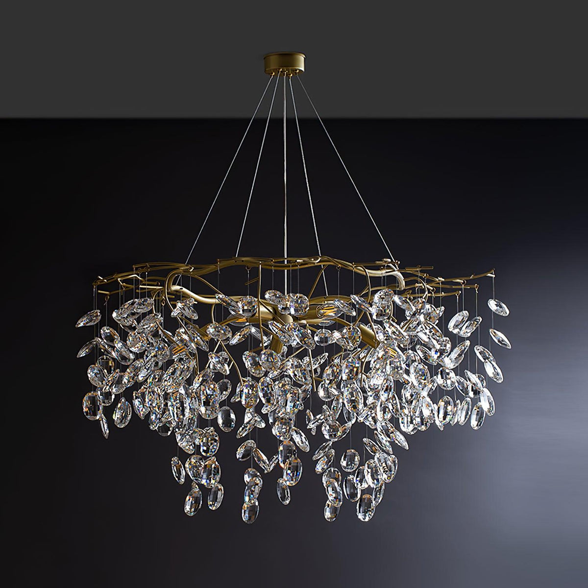 Luxirian Kronleuchter Kristallzweig Gold LED