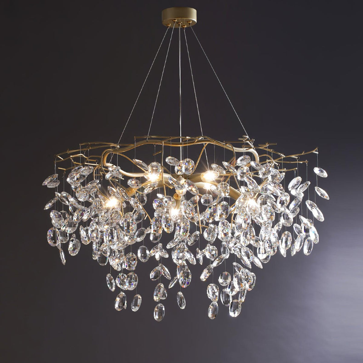 Luxirian Kronleuchter Kristallzweig Gold LED