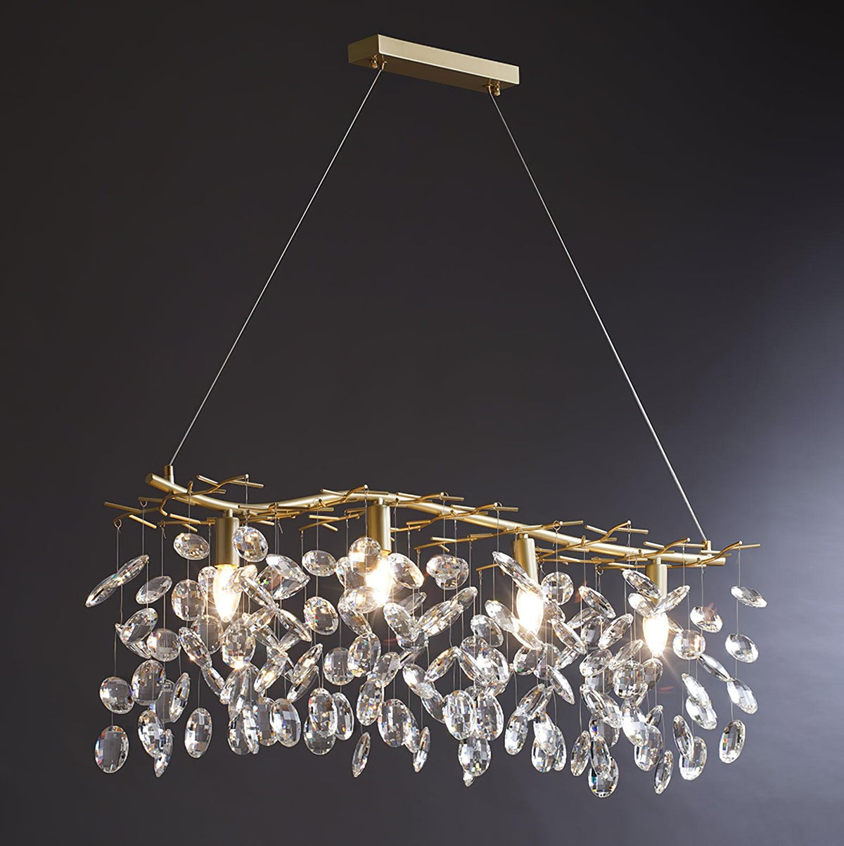 Luxirian Kronleuchter Kristallzweig Gold LED