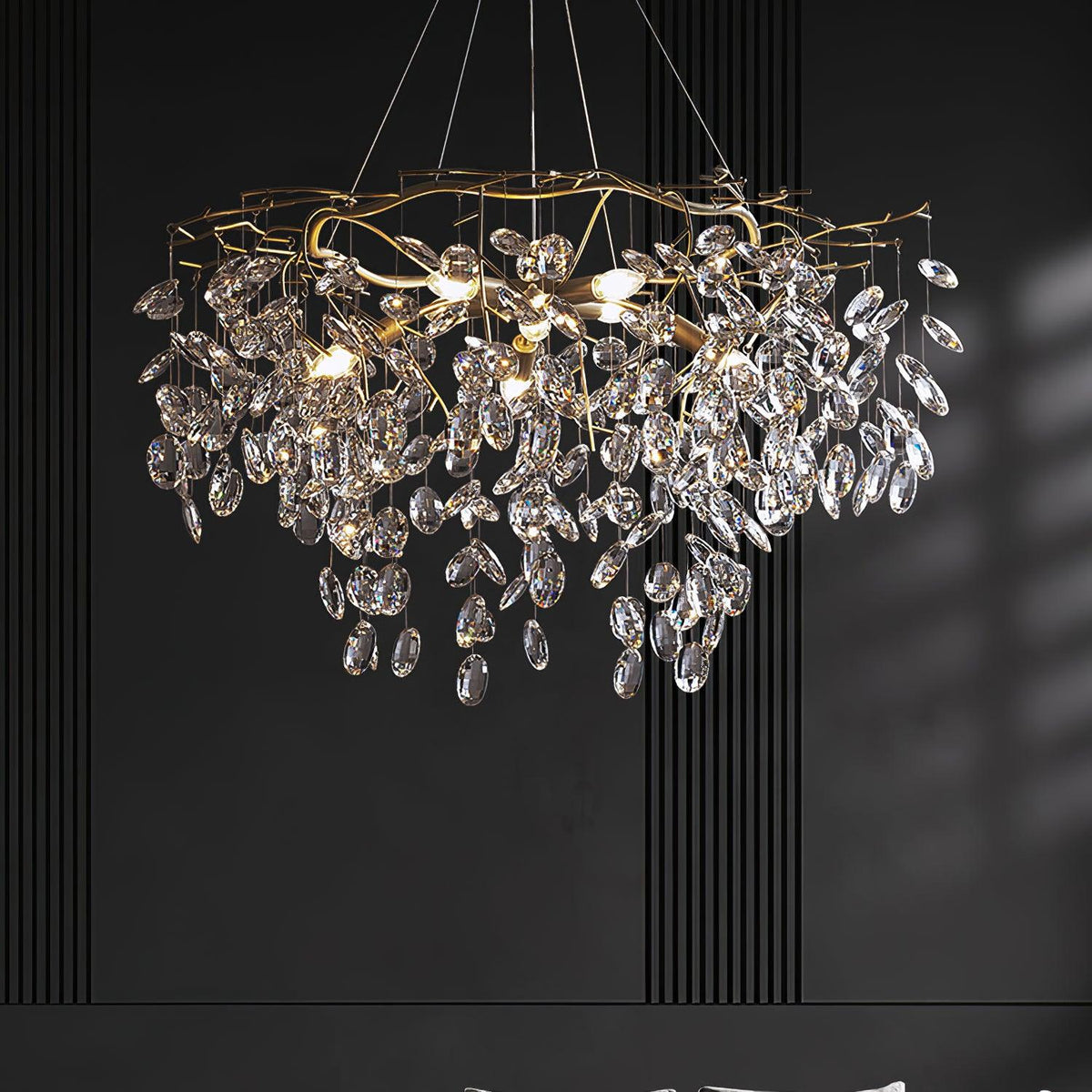Luxirian Kronleuchter Kristallzweig Gold LED