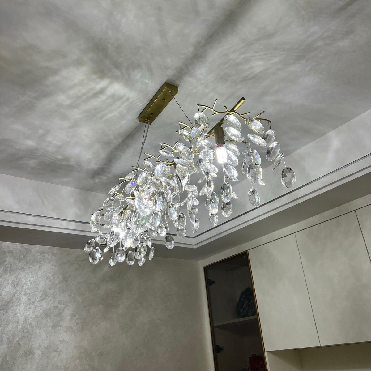 Luxirian Kronleuchter Kristallzweig Gold LED