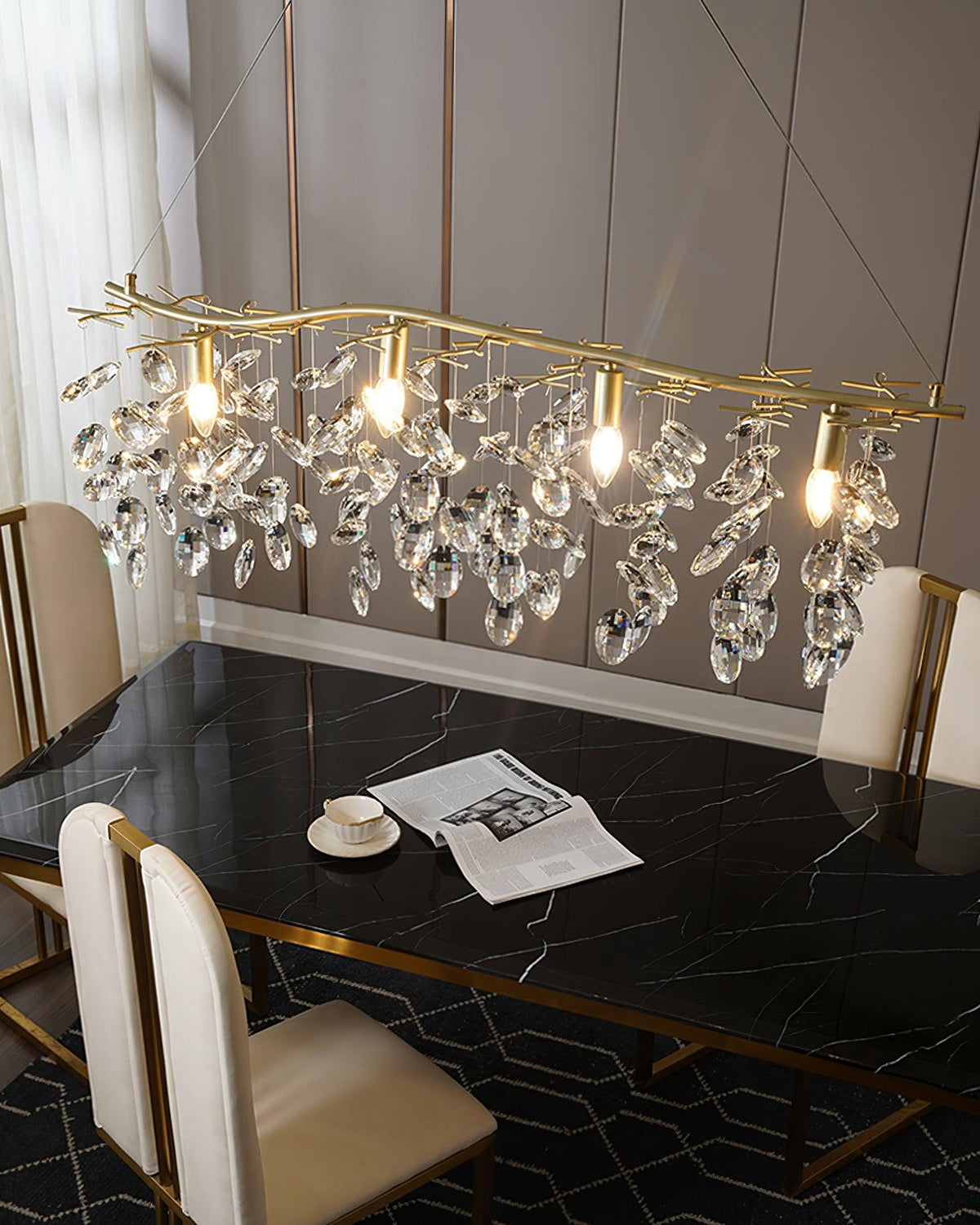 Luxirian Kronleuchter Kristallzweig Gold LED