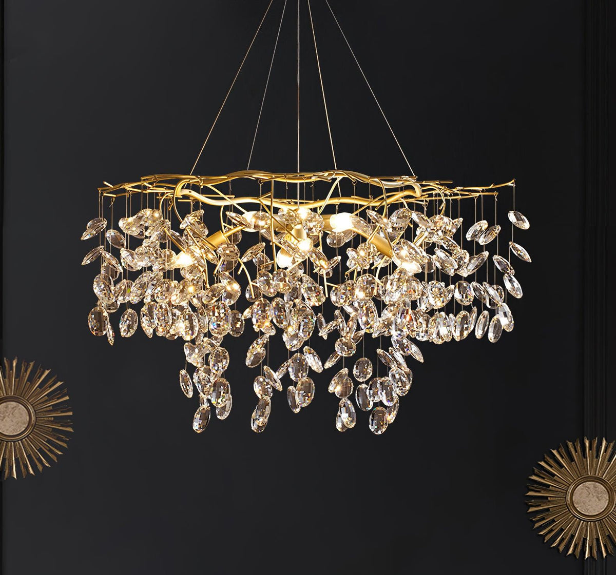 Luxirian Kronleuchter Kristallzweig Gold LED