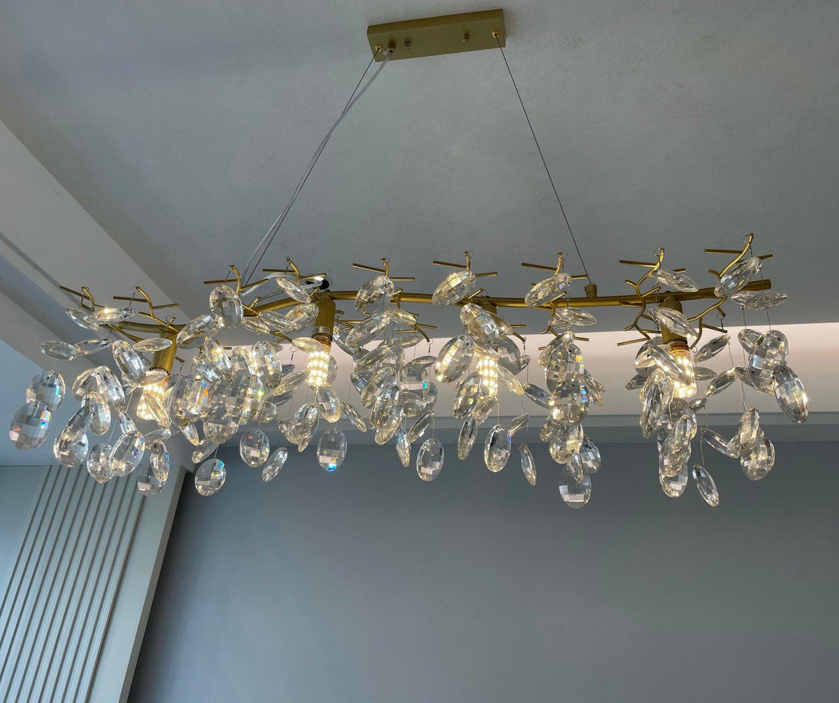 Luxirian Kronleuchter Kristallzweig Gold LED