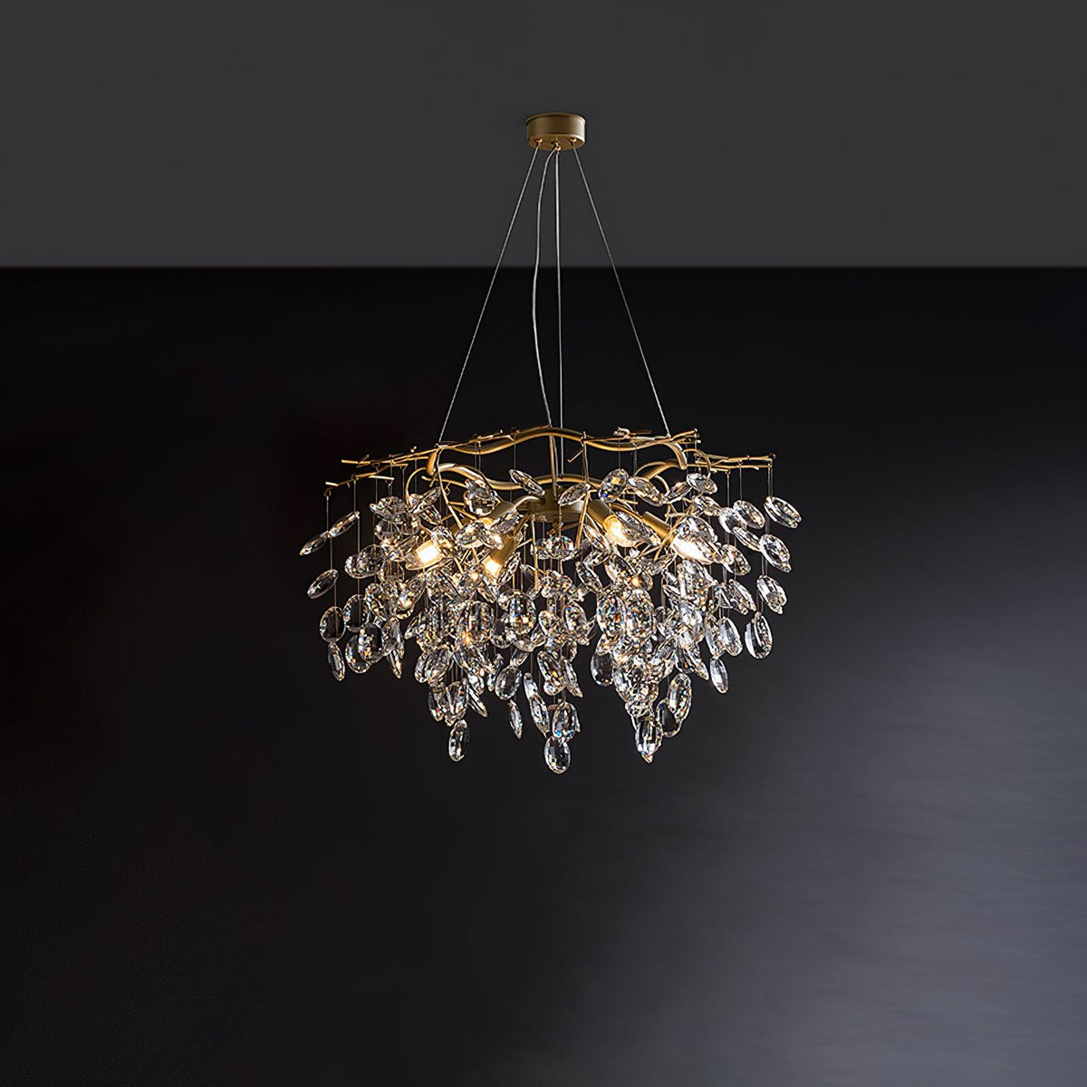 Luxirian Kronleuchter Kristallzweig Gold LED