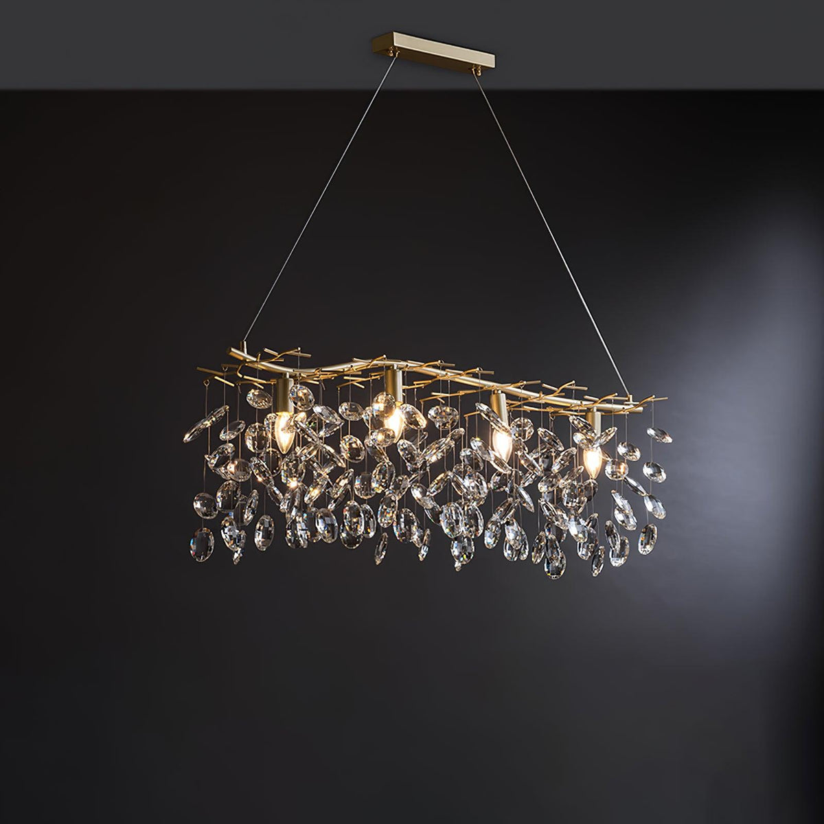 Luxirian Kronleuchter Kristallzweig Gold LED