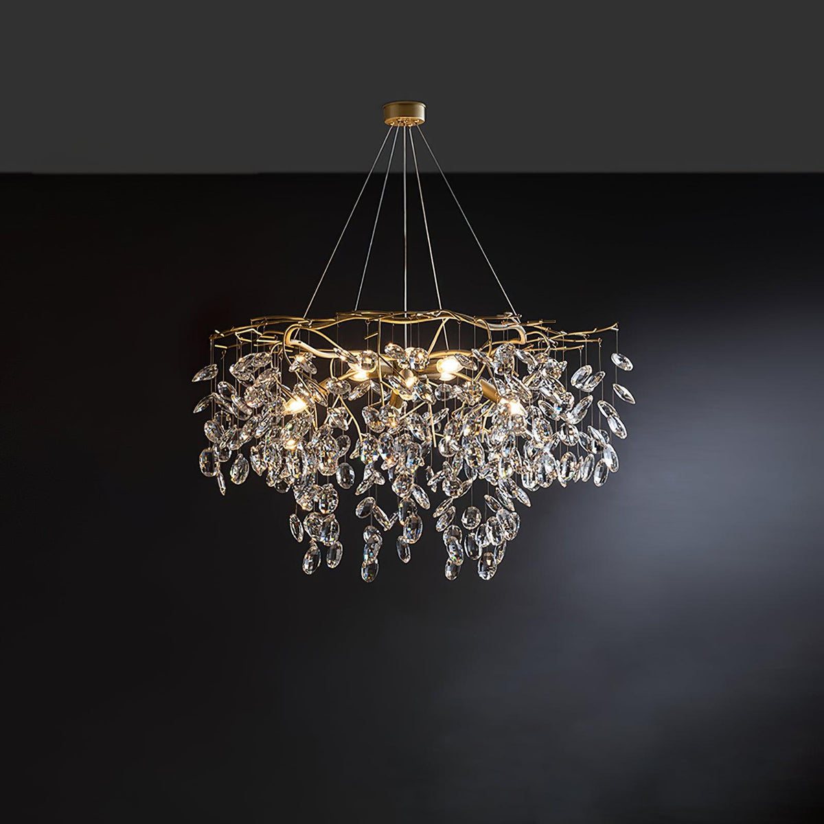 Luxirian Kronleuchter Kristallzweig Gold LED