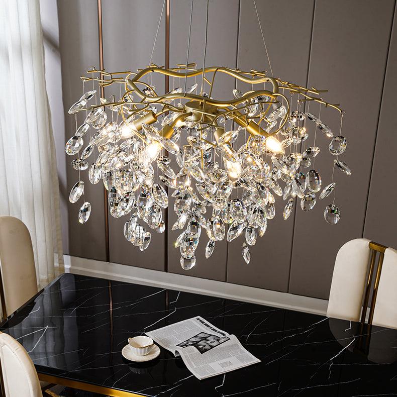 Luxirian Kronleuchter Kristallzweig Gold LED