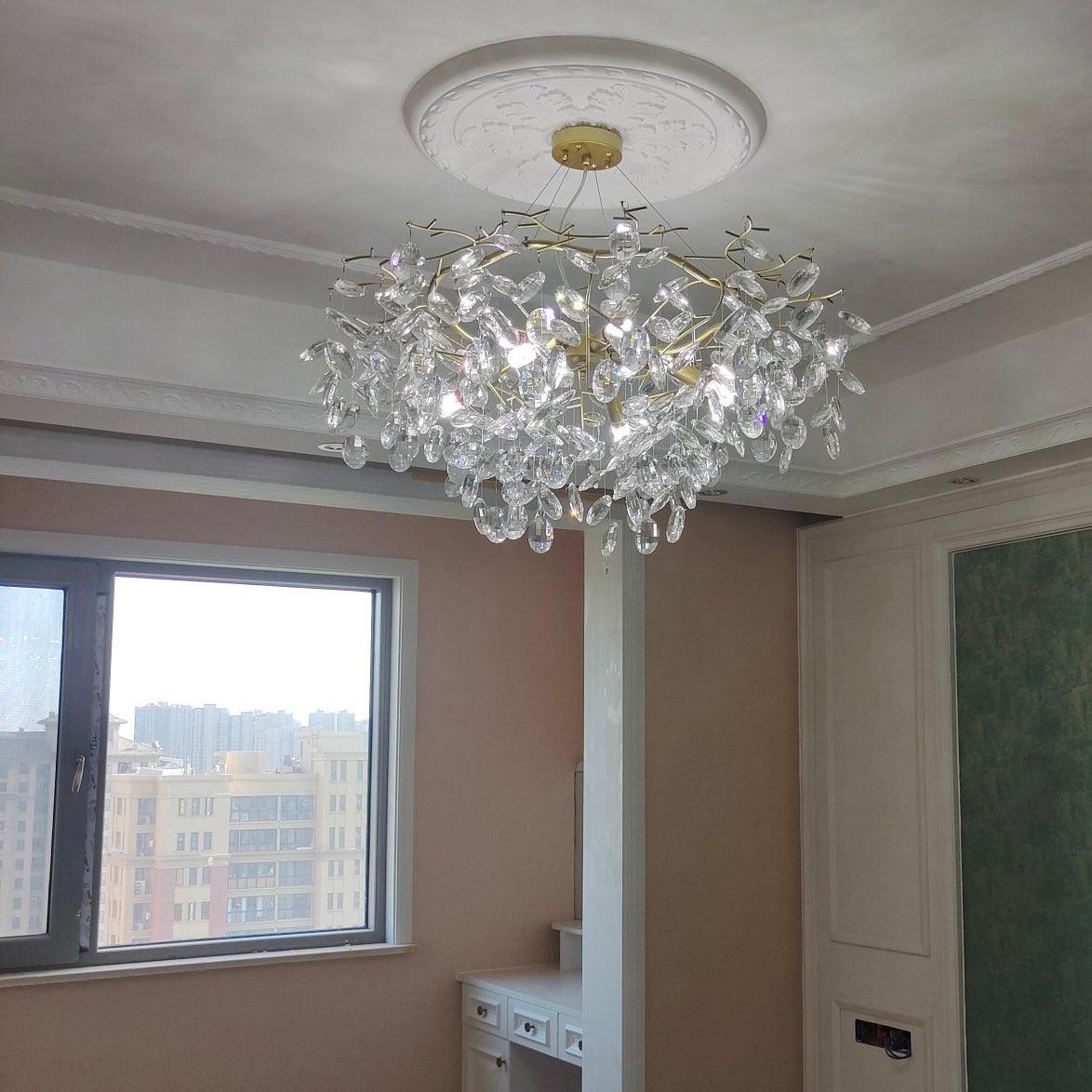 Luxirian Kronleuchter Kristallzweig Gold LED