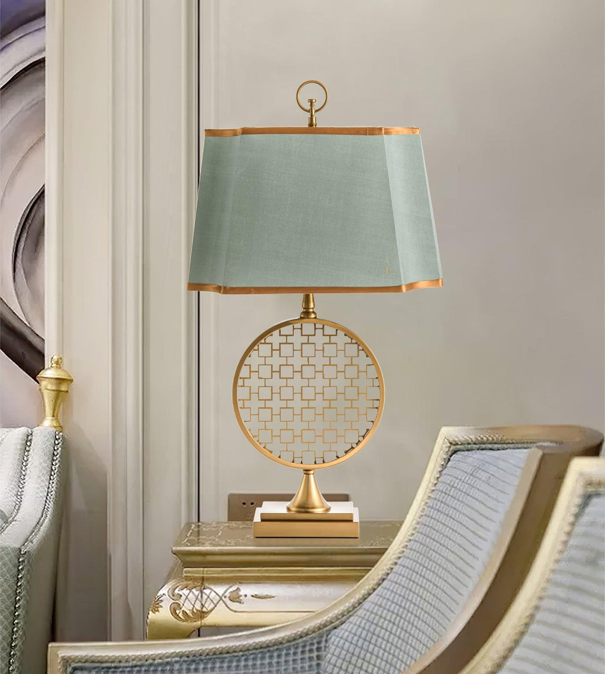Lineine Stoff Glam Tischleuchte