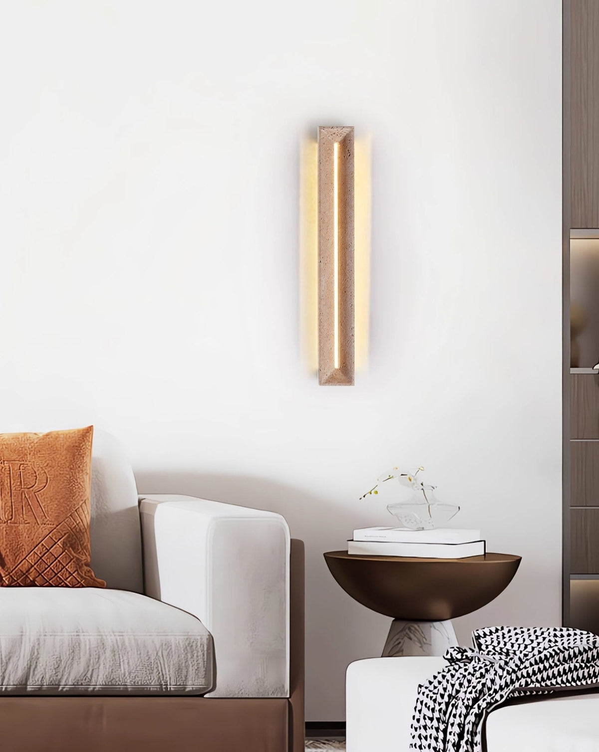 Dfi Minimalistische Wandleuchte aus Travertin in Gelb