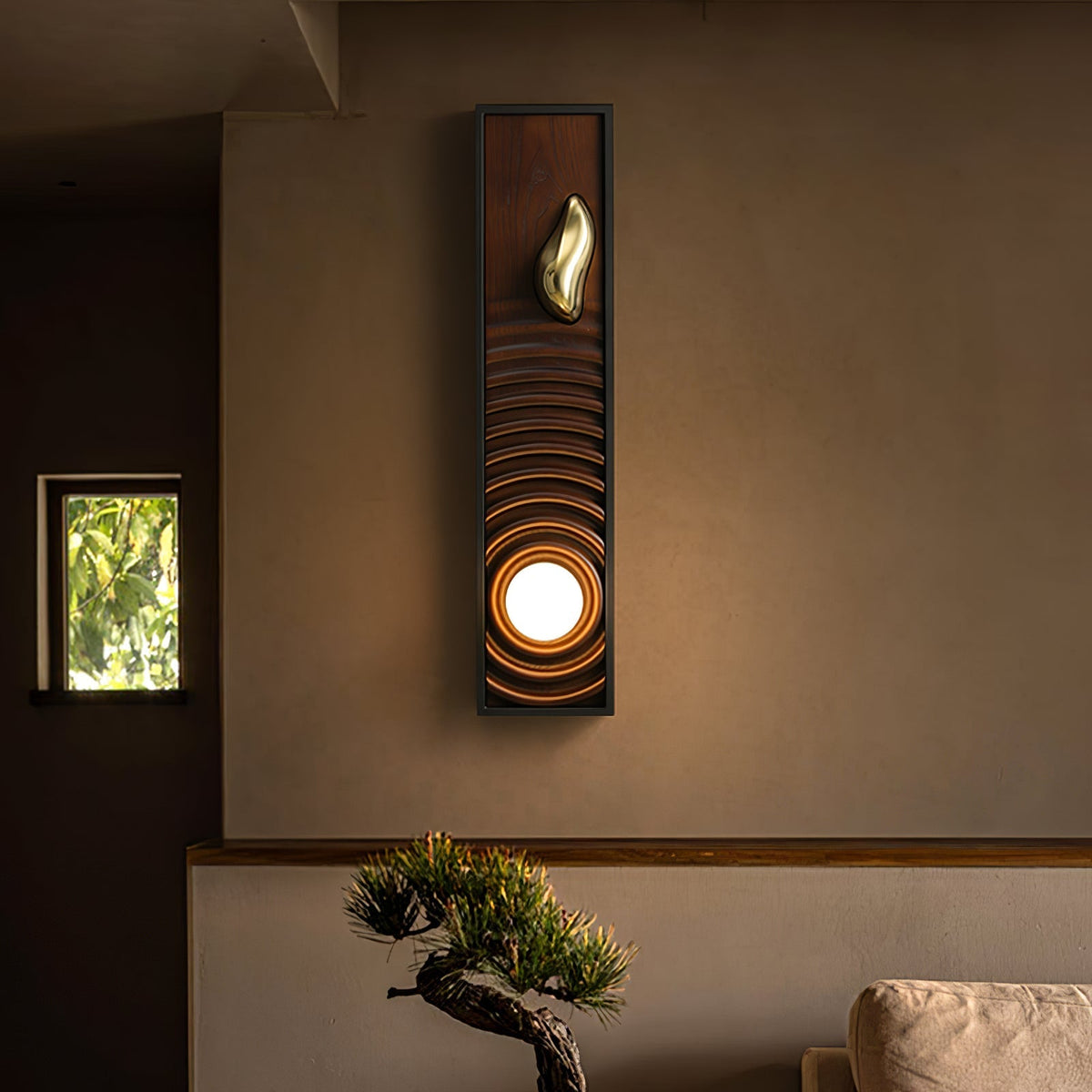 Caleb Vintage Holz-Wandleuchte