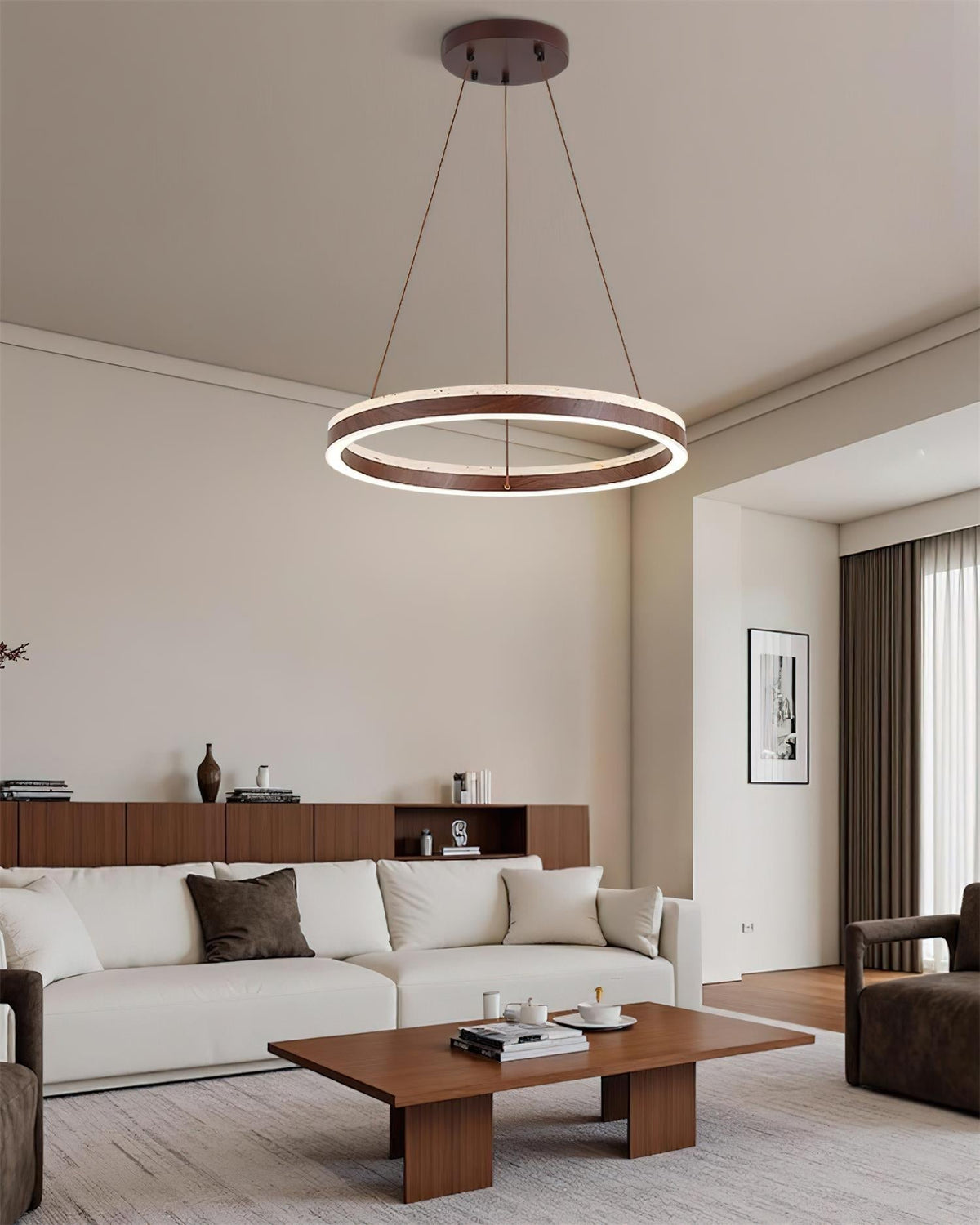 Loren Kronleuchter Travertine Geometrie-Ring