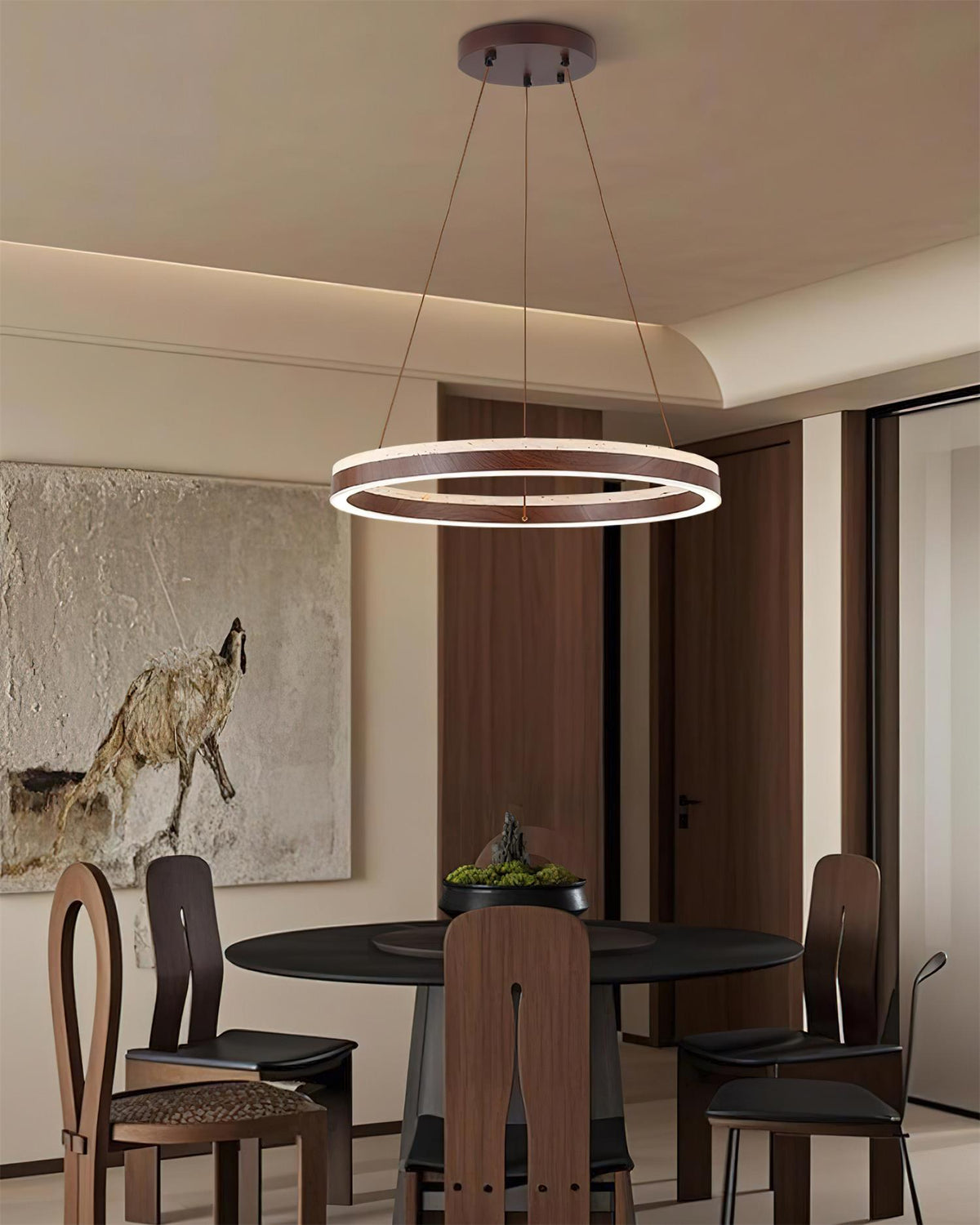 Loren Kronleuchter Travertine Geometrie-Ring